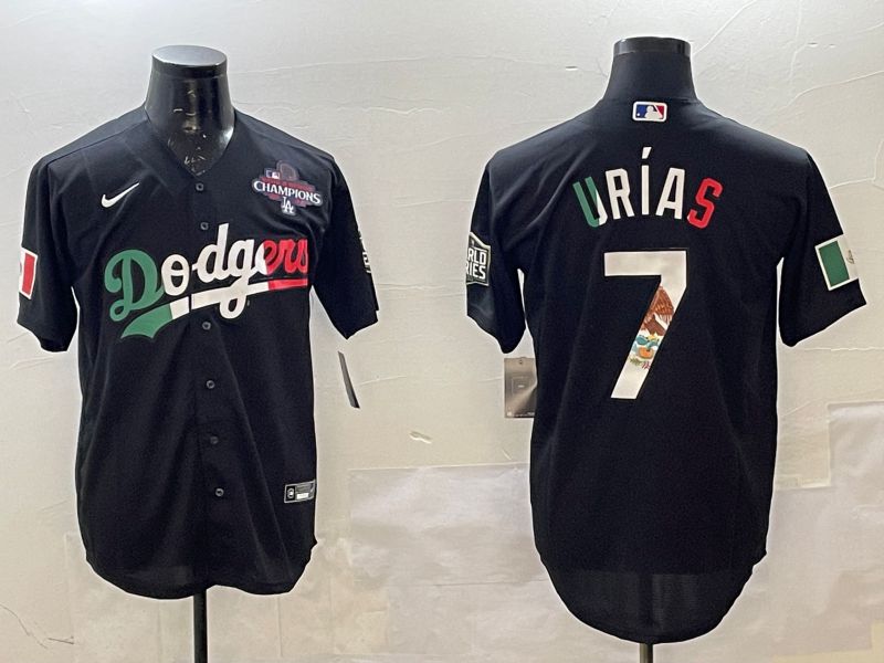 Men Los Angeles Dodgers 7 Urias Black Fashion 2025 Nike MLB Jersey style 1